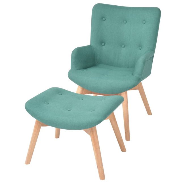 Fauteuil Met Voetenbankje Stof Groen