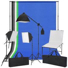 Fotostudioset Met Opnametafel, Lampen En Achtergronden