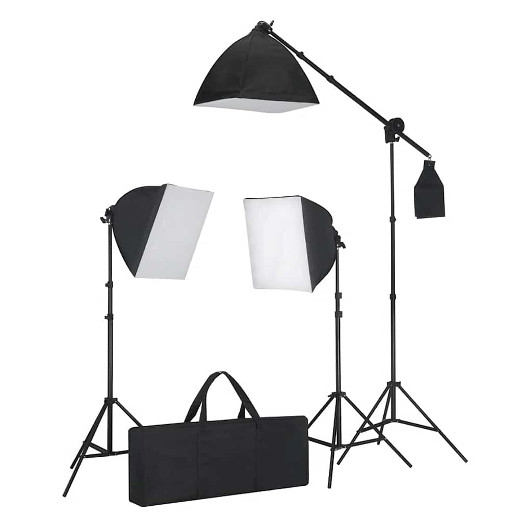 Fotostudioset Met Opnametafel, Lampen En Achtergronden