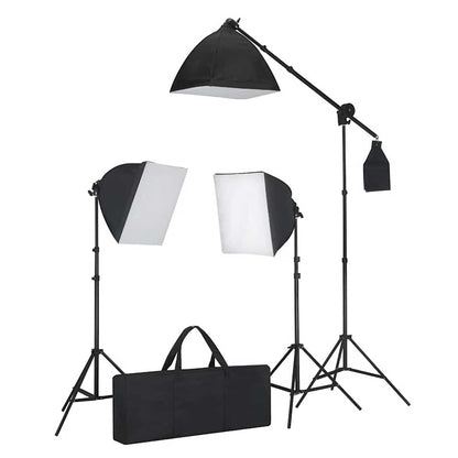 Fotostudioset Met Opnametafel, Lampen En Achtergronden
