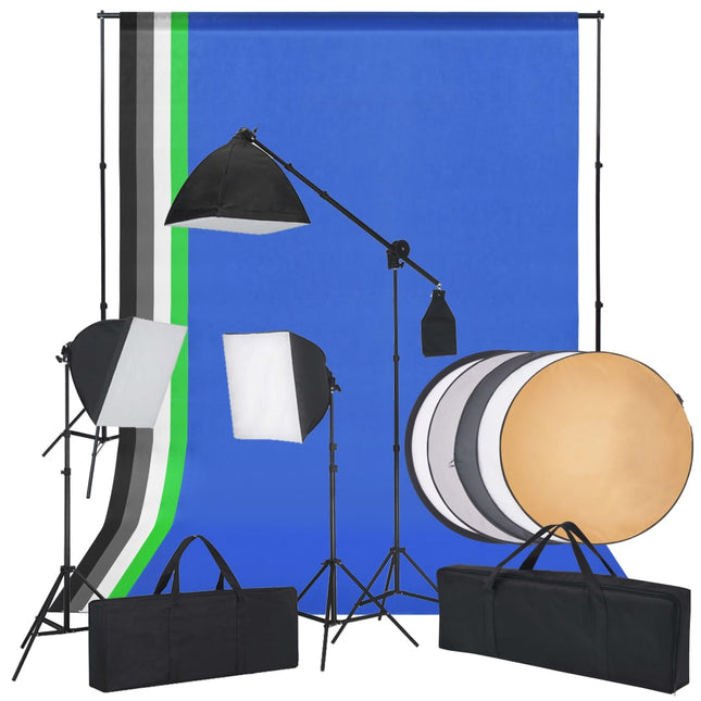 Fotostudioset Met Softboxlampen, Achtergronden En Reflector