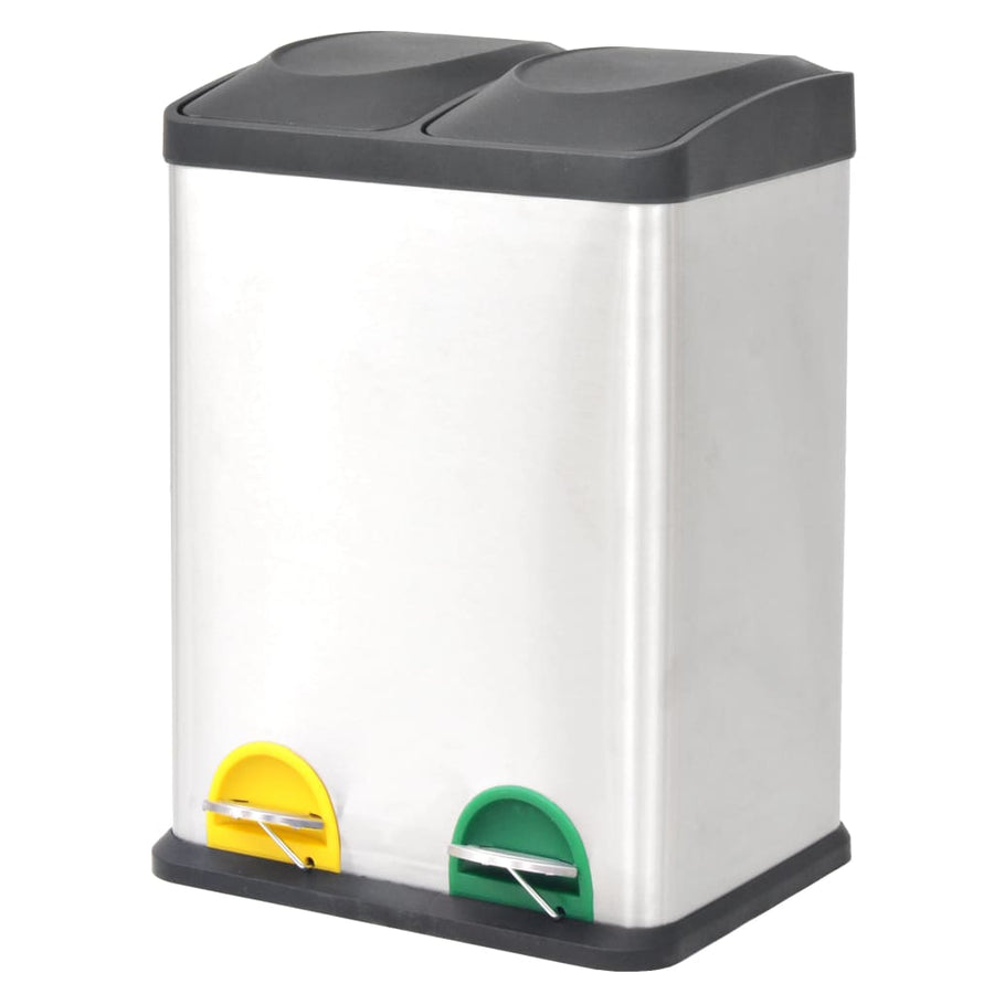 Pedaalemmer Voor Recycling 36 L Roestvrij Staal 2 x 18 l