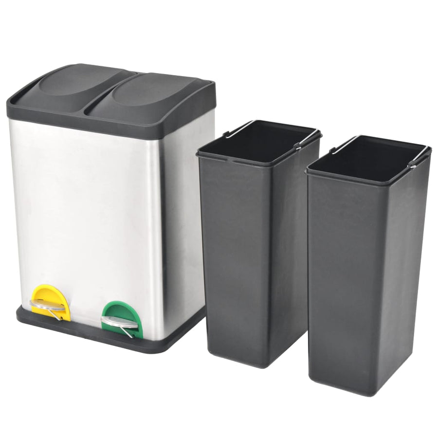 Pedaalemmer Voor Recycling 36 L Roestvrij Staal 2 x 18 l