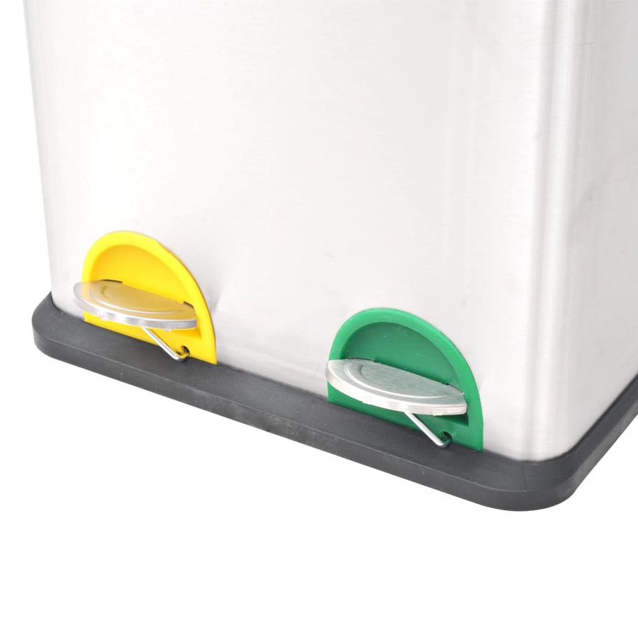 Pedaalemmer Voor Recycling 36 L Roestvrij Staal 2 x 18 l