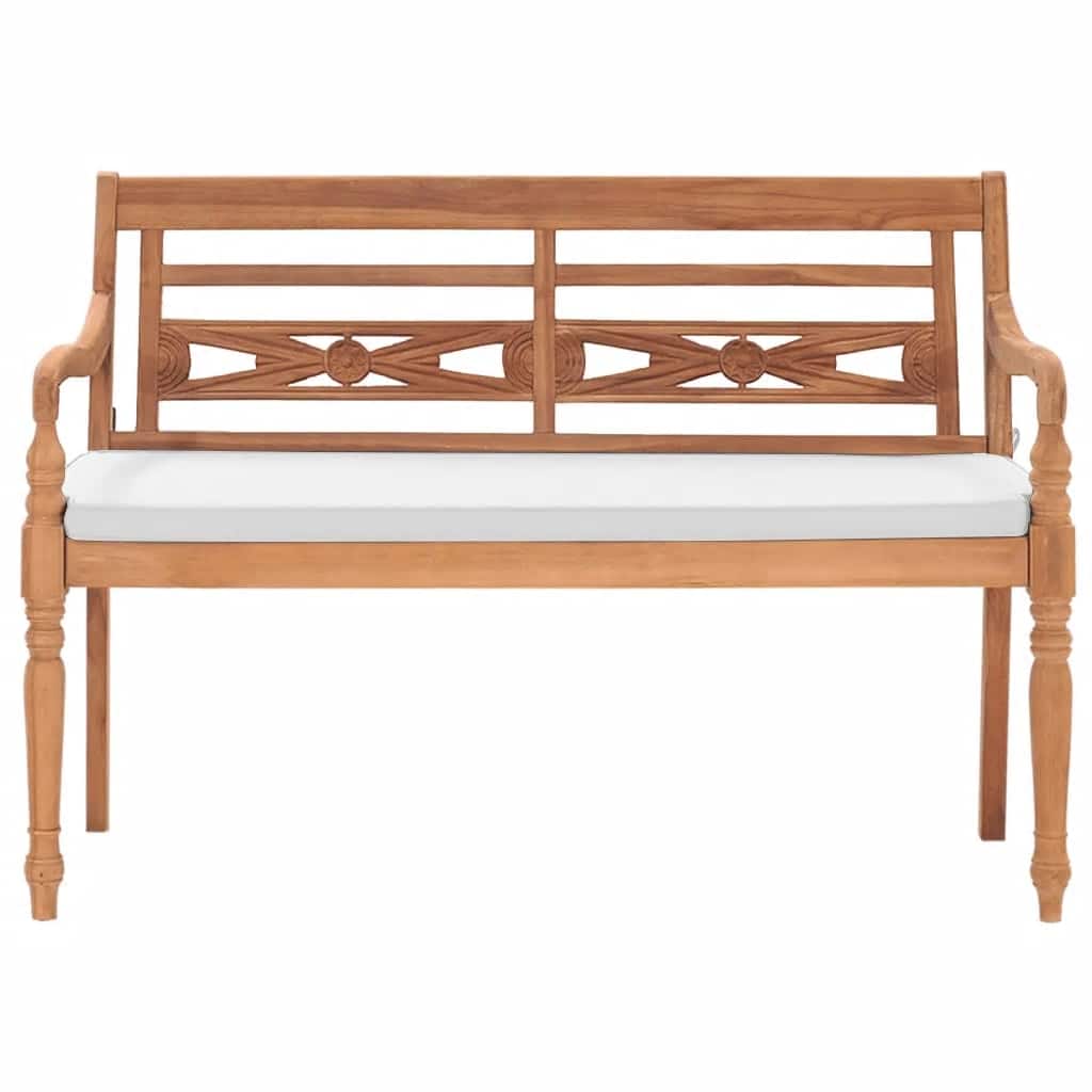 Bank Batavia met kussens 120 cm teakhout