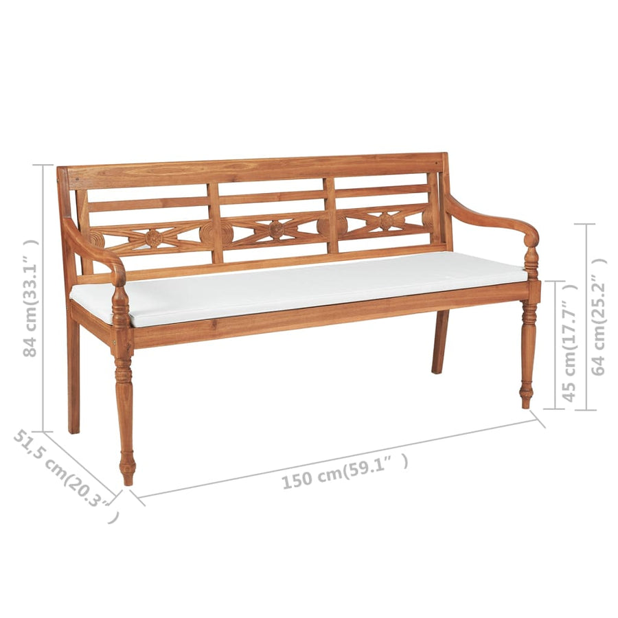 Bank Batavia Met Kussens 150 Cm Teakhout