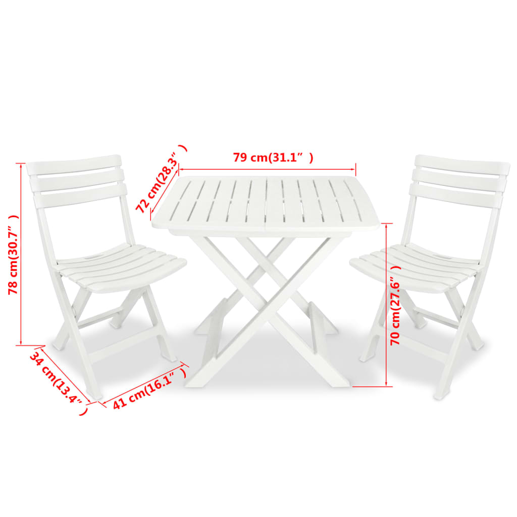 -Delige Bistroset Inklapbaar Kunststof Wit