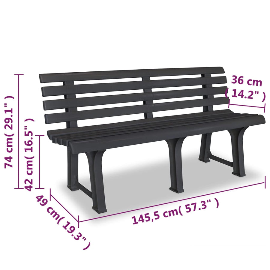 Tuinbank 45,5 Cm Kunststof Antraciet