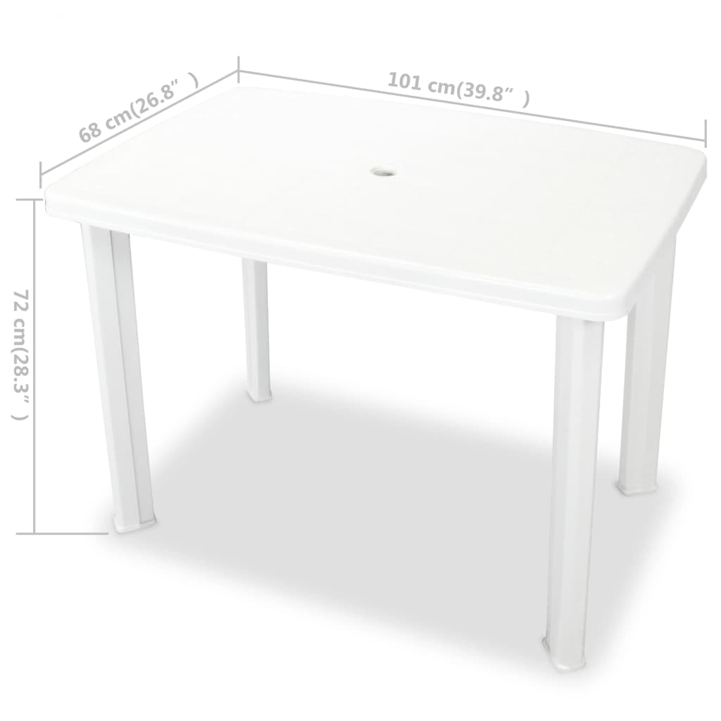 Tuintafel Kunststof 101 x 68 x 72 cm Wit