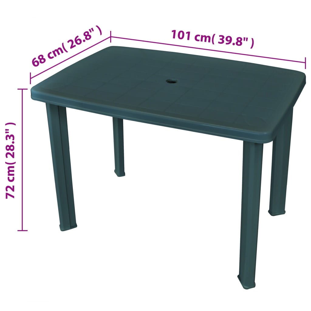 Tuintafel Kunststof 101 x 68 x 72 cm Groen