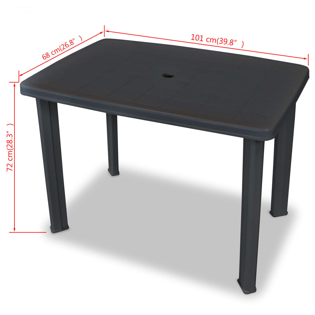 Tuintafel Kunststof 101 x 68 x 72 cm Antraciet