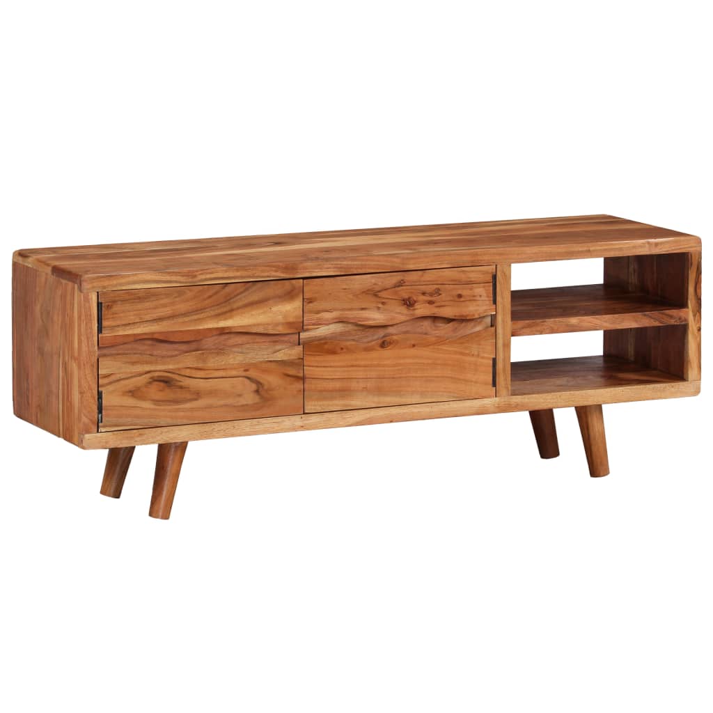 Tv-meubel met bewerkte deuren 117x30x40 cm massief acaciahout