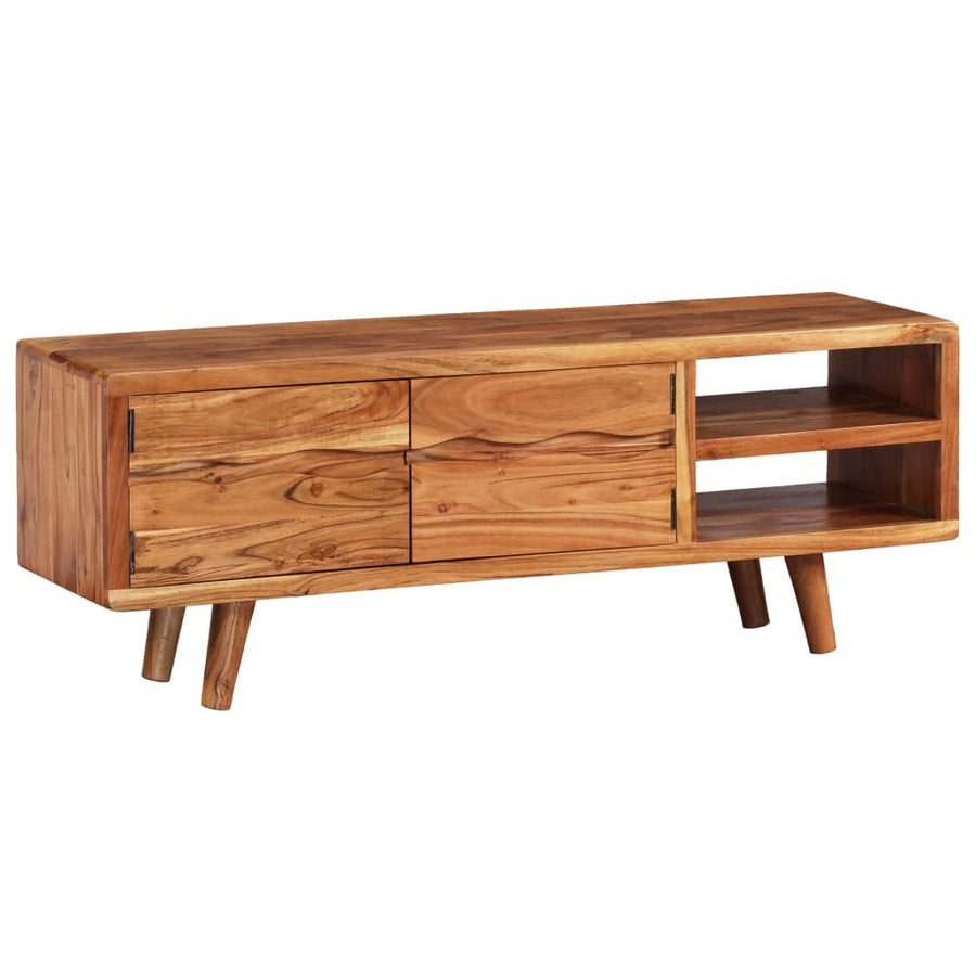 Tv-meubel met bewerkte deuren 117x30x40 cm massief acaciahout