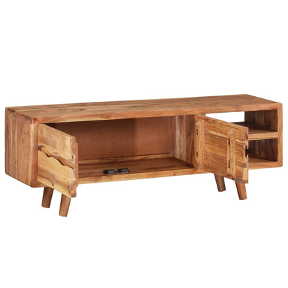 Tv-meubel met bewerkte deuren 117x30x40 cm massief acaciahout