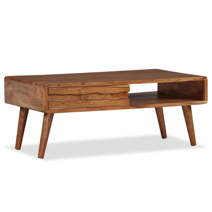 Salontafel met bewerkte lade 100x50x40 cm massief hout