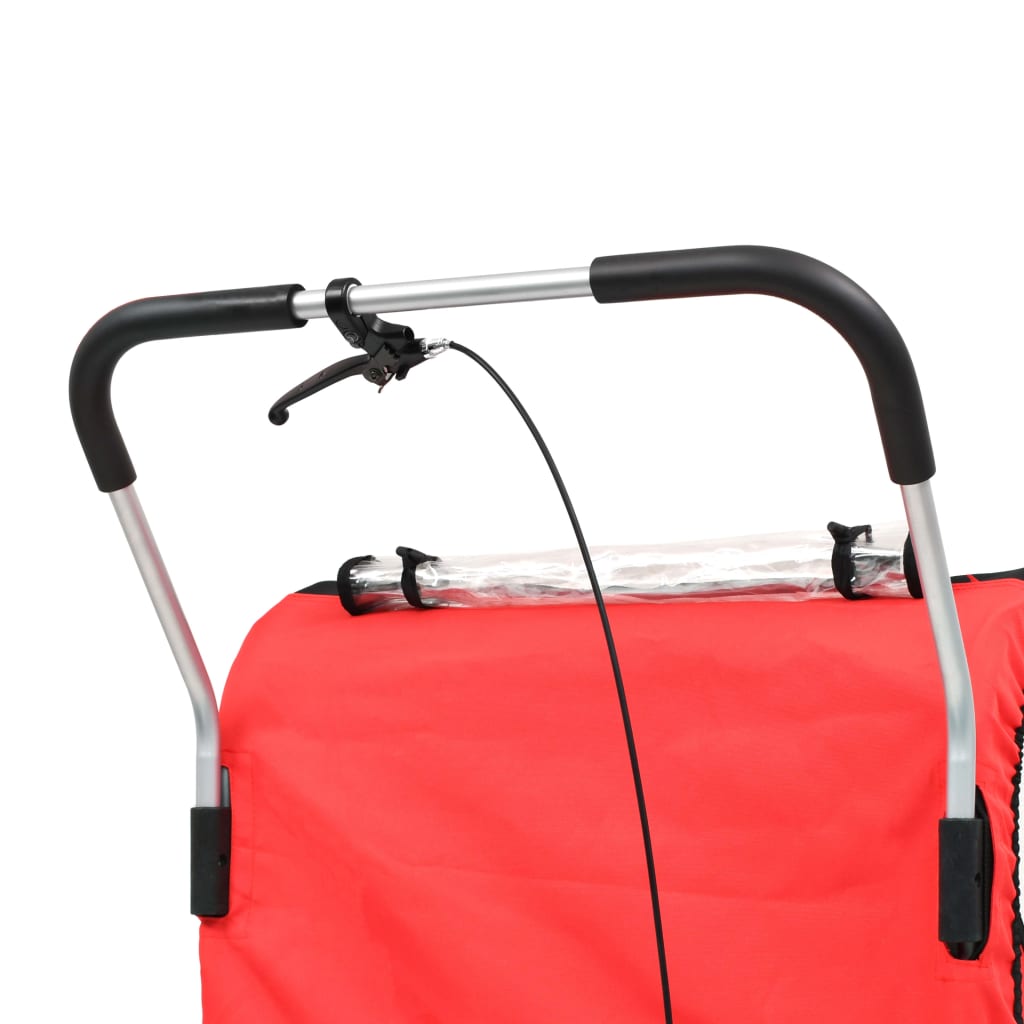 Fietstrailer En Kinderwagen 2-In-1 Zwart en rood