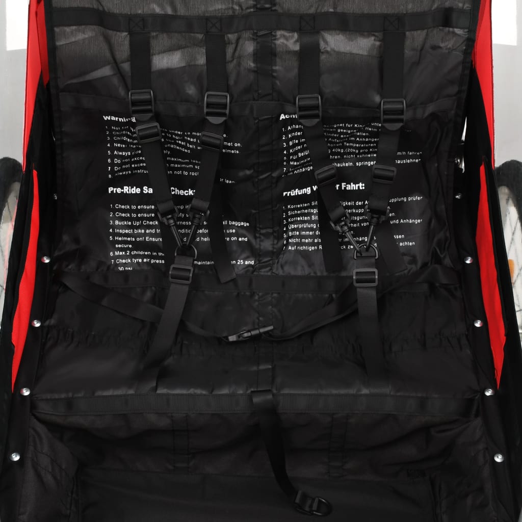 Fietstrailer En Kinderwagen 2-In-1 Zwart en rood