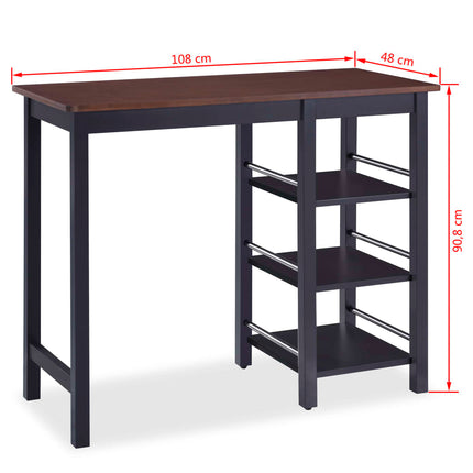 3-delige Barset MDF zwart 1 Zwart