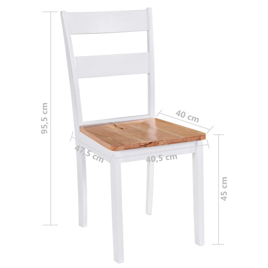 Eetkamerstoelen Massief Rubberwood Wit 2