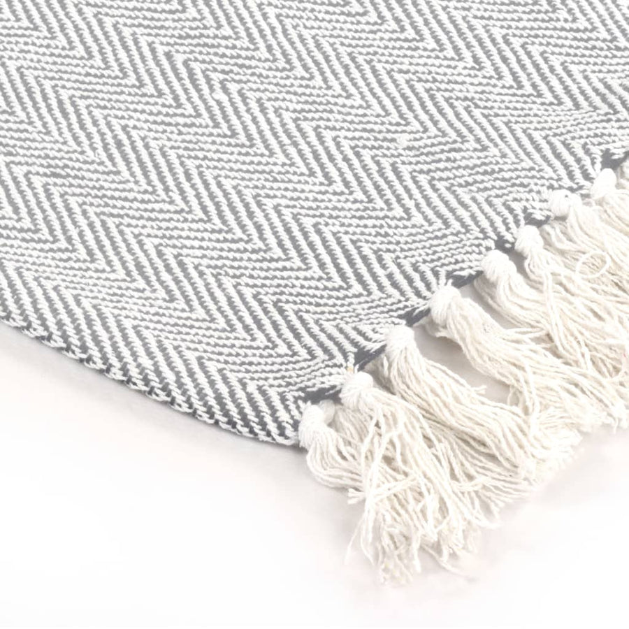 Plaid Visgraat Katoen 125 x 150 cm Grijs
