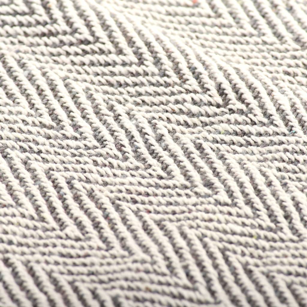 Plaid Visgraat Katoen 125 x 150 cm Grijs