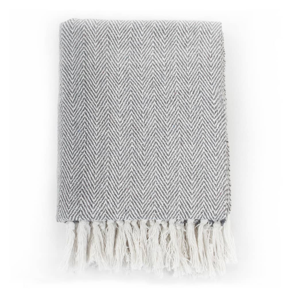 Plaid Visgraat Katoen 160 x 210 cm Grijs