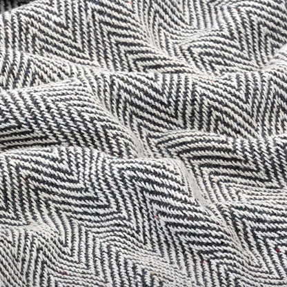 Plaid Visgraat Katoen 125 x 150 cm Marineblauw