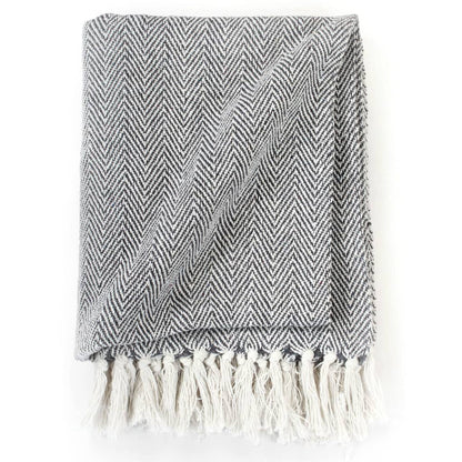 Plaid Visgraat Katoen 160 x 210 cm Marineblauw