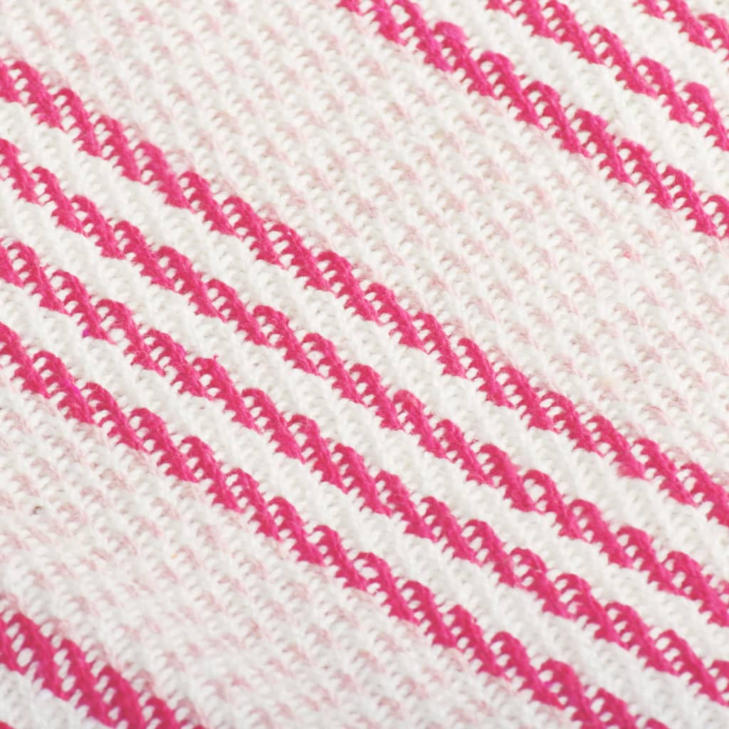 Plaid Strepen 125X150 Cm Katoen Roze En Wit