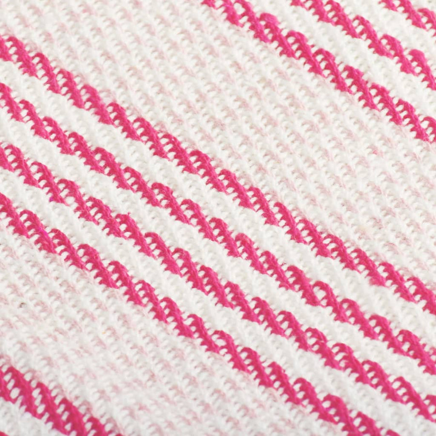 Plaid Strepen 125X150 Cm Katoen Roze En Wit