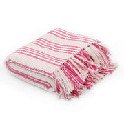 Plaid 220x250 cm katoen roze wit