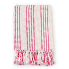 Plaid Strepen 220X250 Cm Katoen Roze En Wit