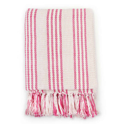 Plaid Strepen 220X250 Cm Katoen Roze En Wit