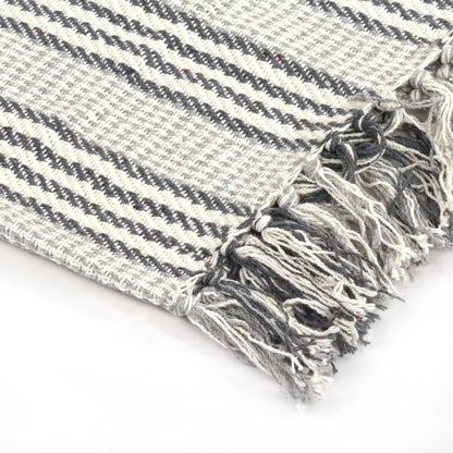 Plaid Strepen Katoen 160 x 210 cm Grijs en wit