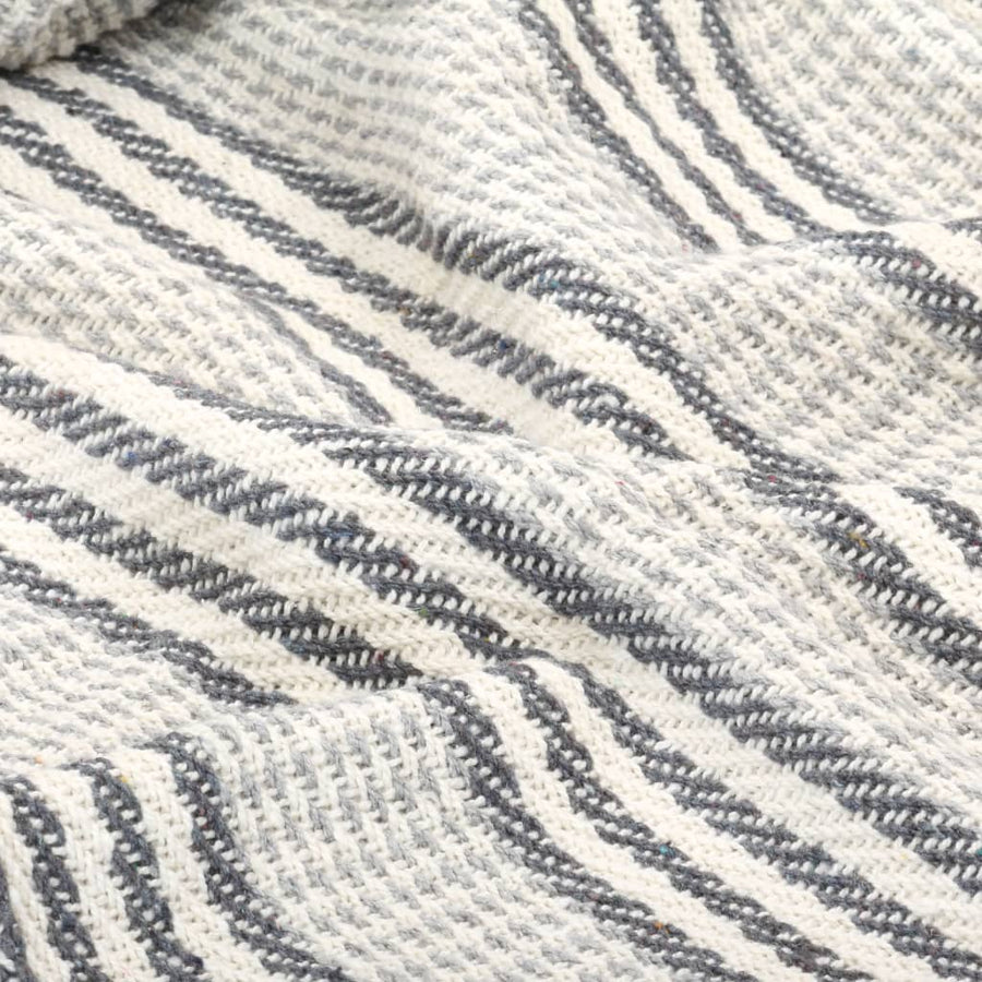 Plaid Strepen Katoen 160 x 210 cm Grijs en wit