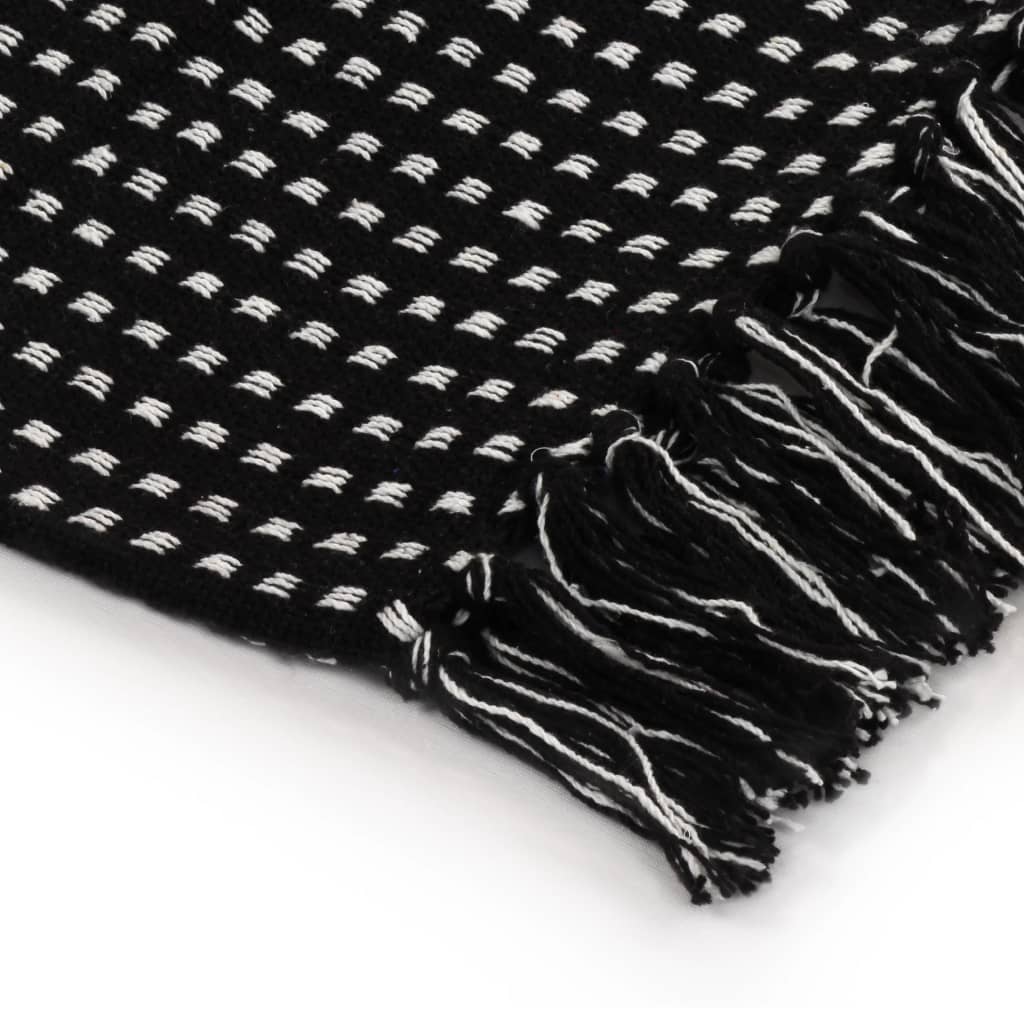 Plaid Vierkanten Katoen 125 x 150 cm Zwart