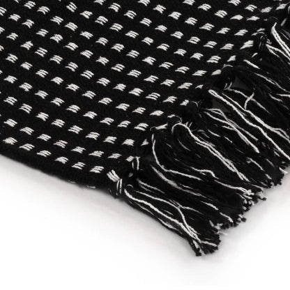 Plaid Vierkanten Katoen 125 x 150 cm Zwart