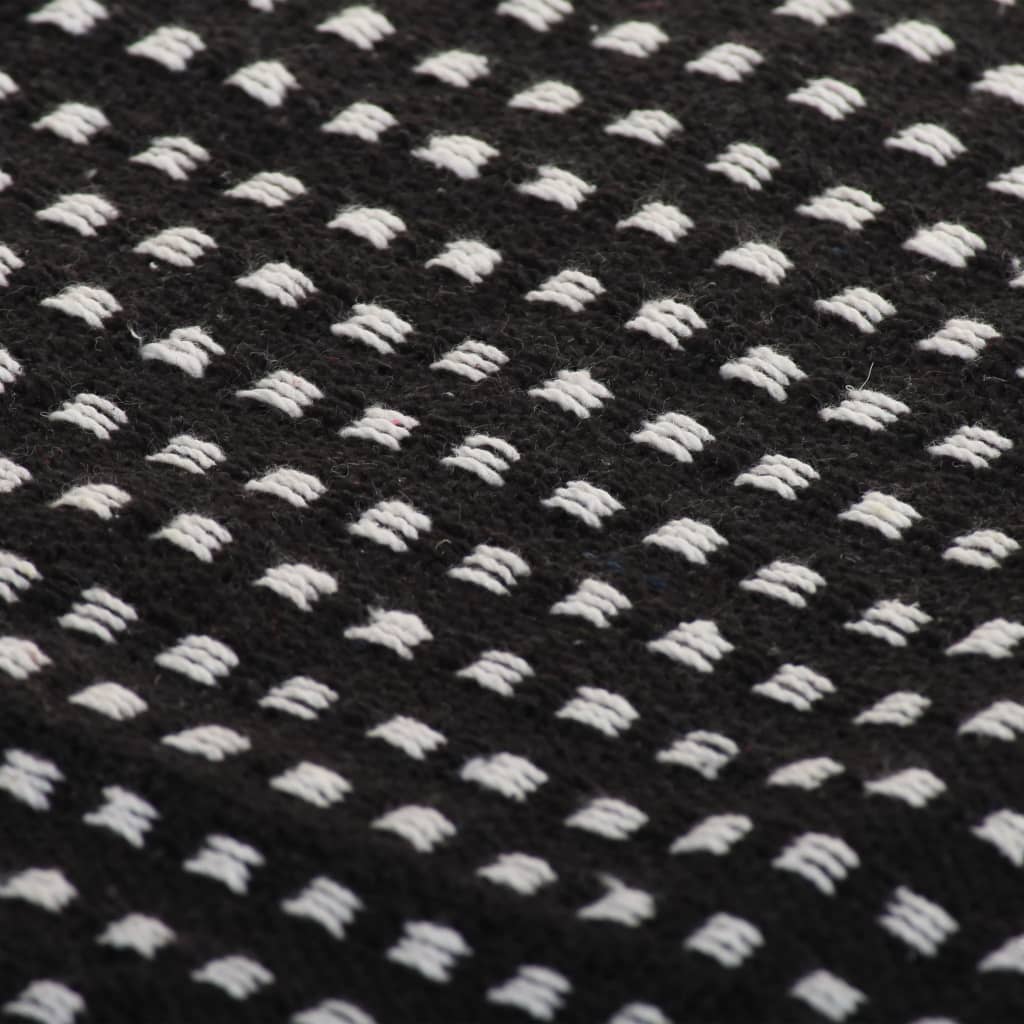 Plaid Vierkanten Katoen 125 x 150 cm Zwart