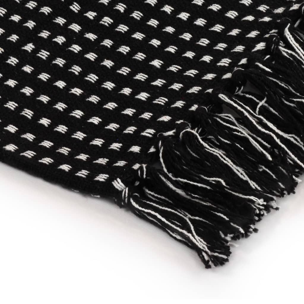 Plaid Vierkanten Katoen 160 x 210 cm Zwart