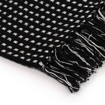 Plaid Vierkanten Katoen 160 x 210 cm Zwart