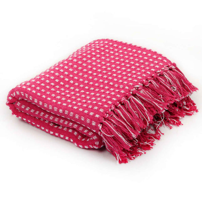 Plaid Vierkantjes 125X150 Cm Katoen Roze 125 x 150 cm