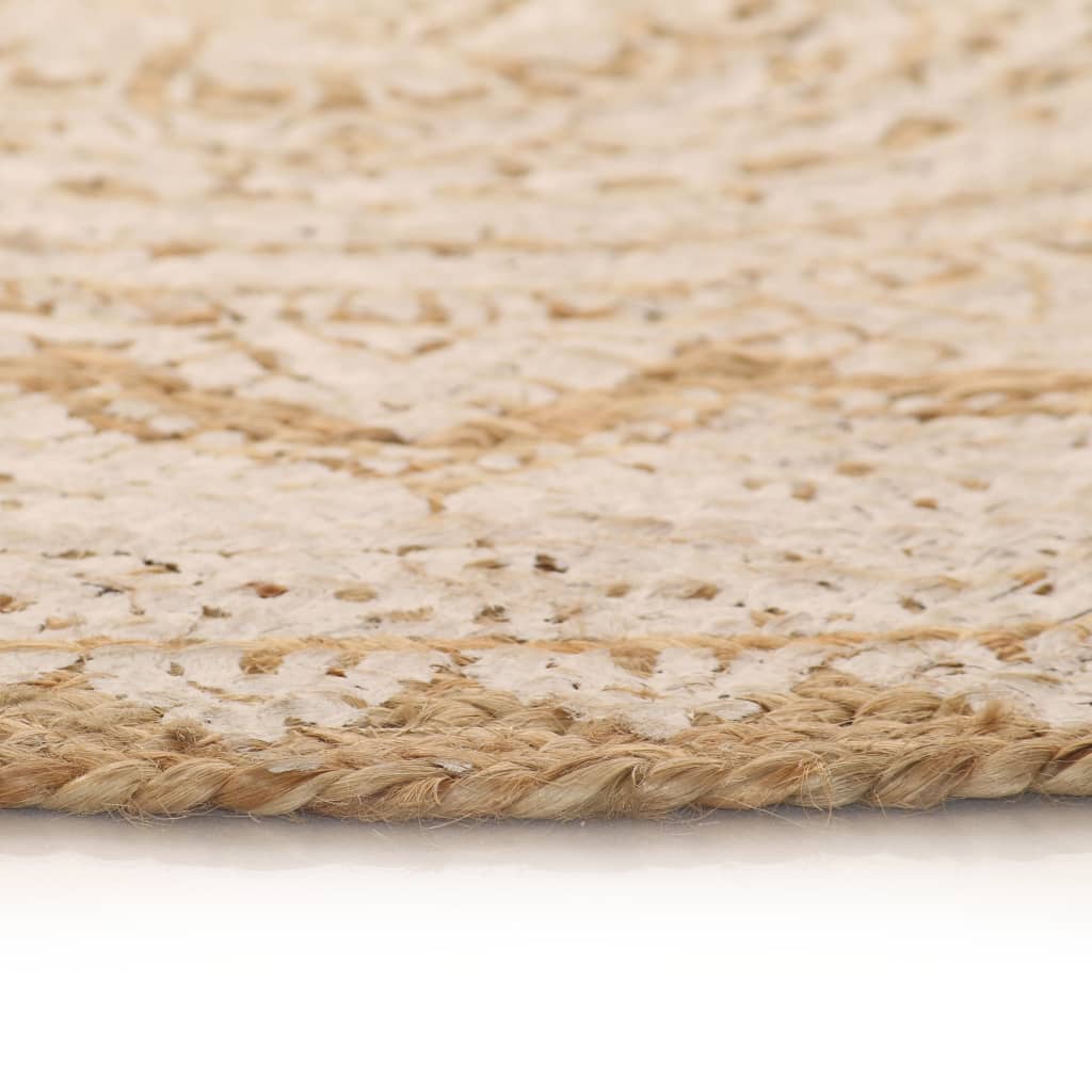 Tapijt Met Print Rond Gevlochten Jute 90 cm