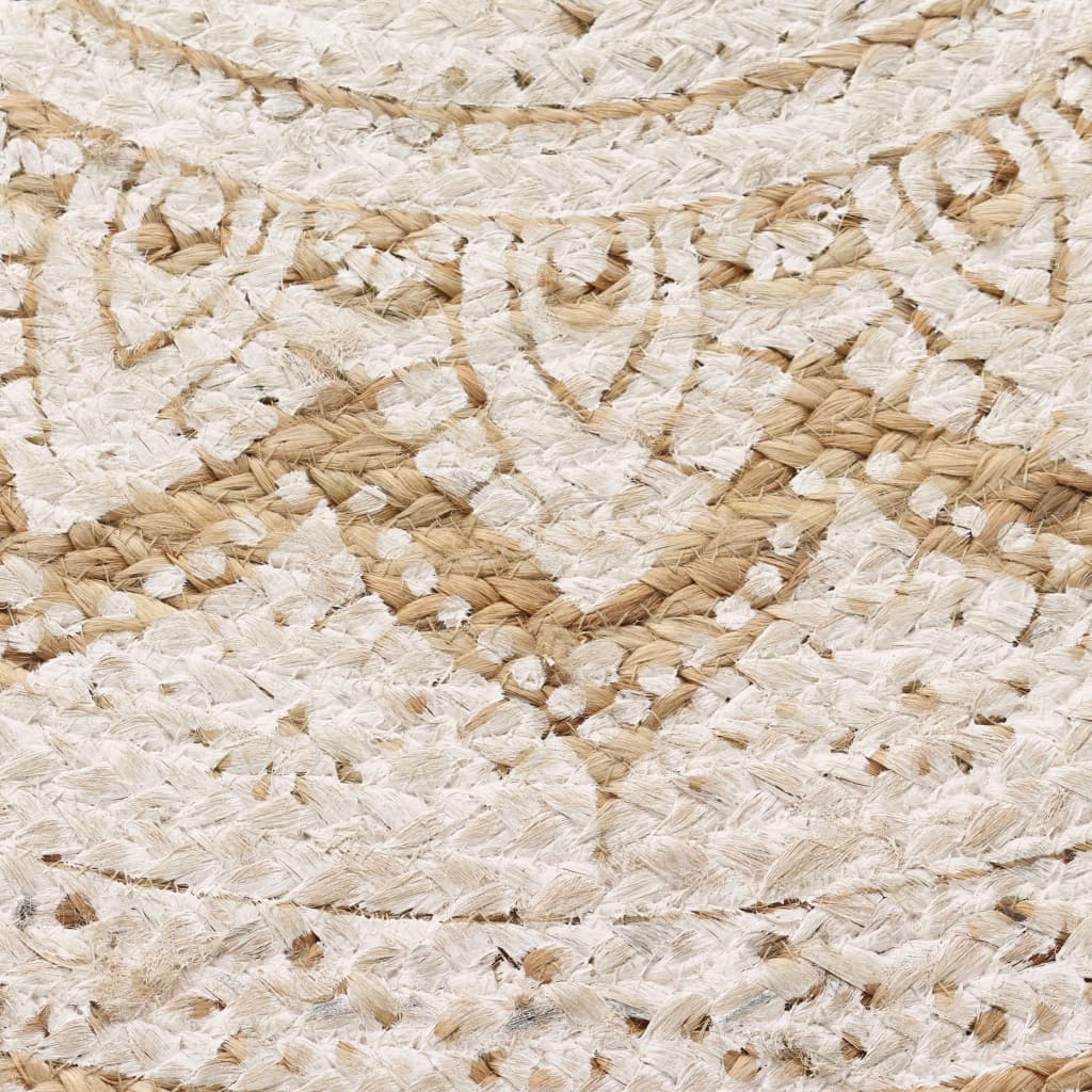 Tapijt Met Print Rond Gevlochten Jute 90 cm