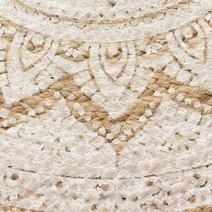Tapijt Met Print Rond Gevlochten Jute 90 cm