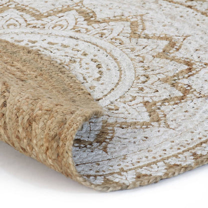 Tapijt Met Print Rond Gevlochten Jute 150 cm