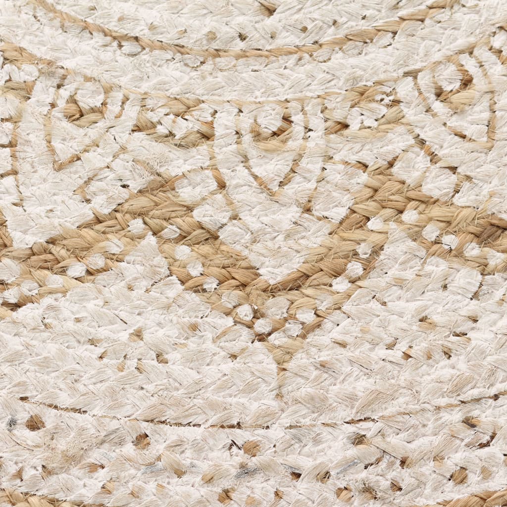 Tapijt Met Print Rond Gevlochten Jute 150 cm