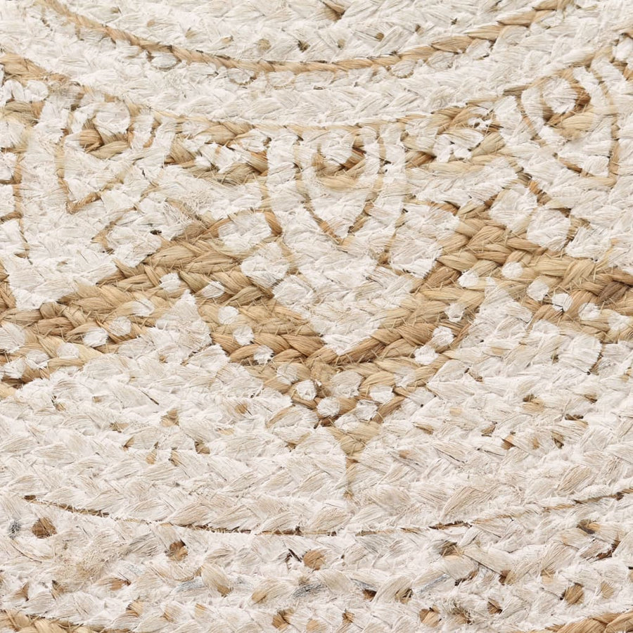 Tapijt Met Print Rond Gevlochten Jute 150 cm