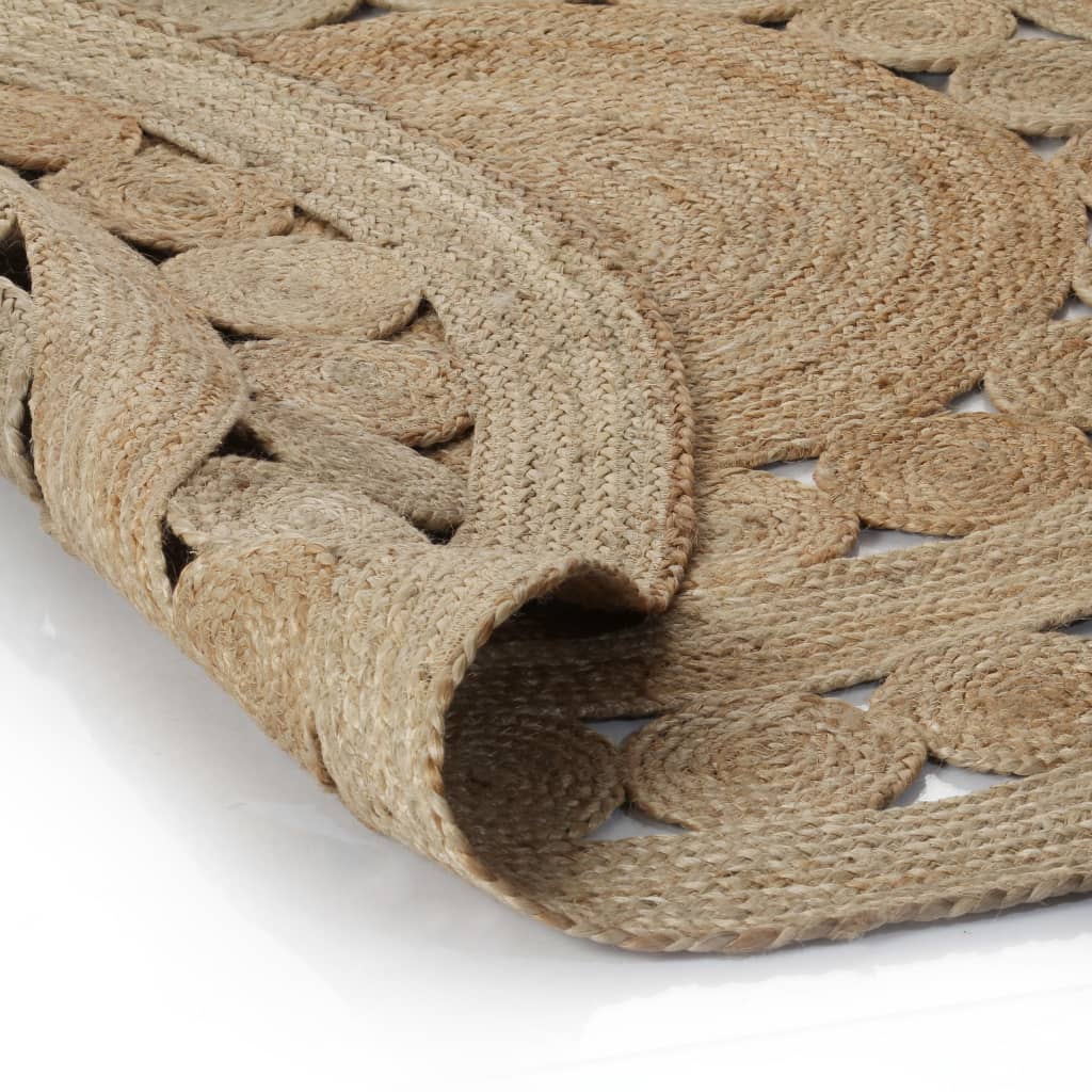 Tapijt Met Ontwerp Rond Gevlochten Jute 120 cm