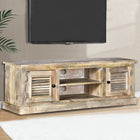Tv-meubel 120x30x40 cm massief mangohout witgekalkt