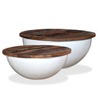 Salontafelset 2-delig komvormig gerecycled hout wit